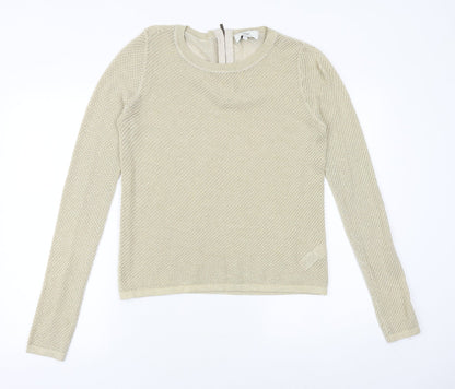 Next Womens Gold Round Neck Cotton Pullover Jumper Size 8