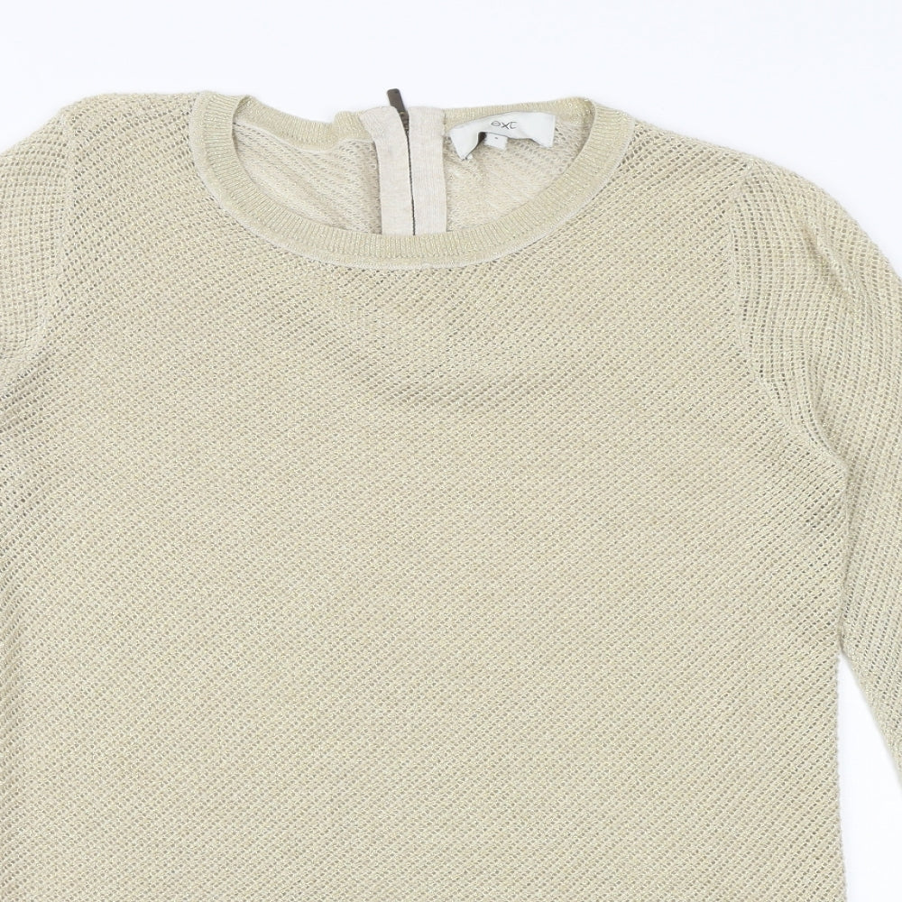 NEXT Womens Gold Round Neck Cotton Pullover Jumper Size 8