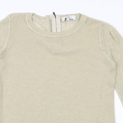 Next Womens Gold Round Neck Cotton Pullover Jumper Size 8