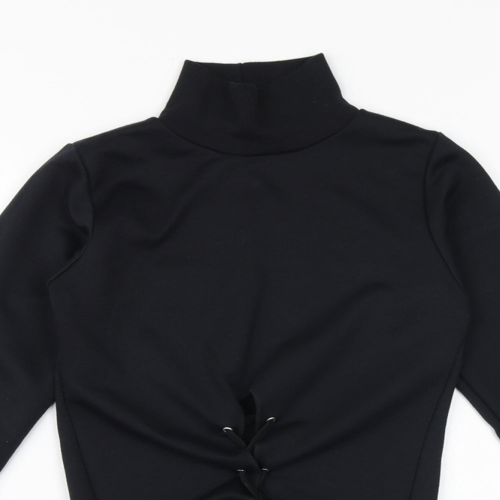 Look Of The Day Womens Black Polyester Pullover Sweatshirt Size 10 Pullover