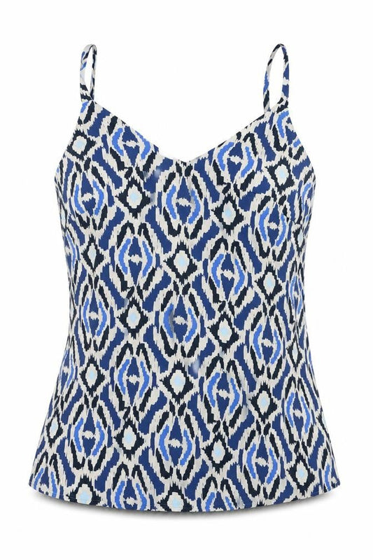 F&F Womens Blue Geometric Viscose Camisole Tank Size 8 V-Neck