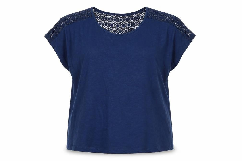 Avenue Womens Brown 100% Cotton Basic T-Shirt Size 16 Scoop Neck - Crochet Back Detail