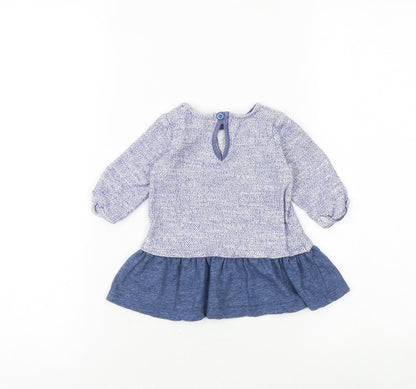 Next Baby Blue Cotton A-Line Size 0-3 Months Round Neck Button