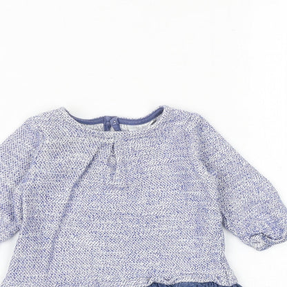 Next Baby Blue Cotton A-Line Size 0-3 Months Round Neck Button