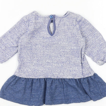 Next Baby Blue Cotton A-Line Size 0-3 Months Round Neck Button