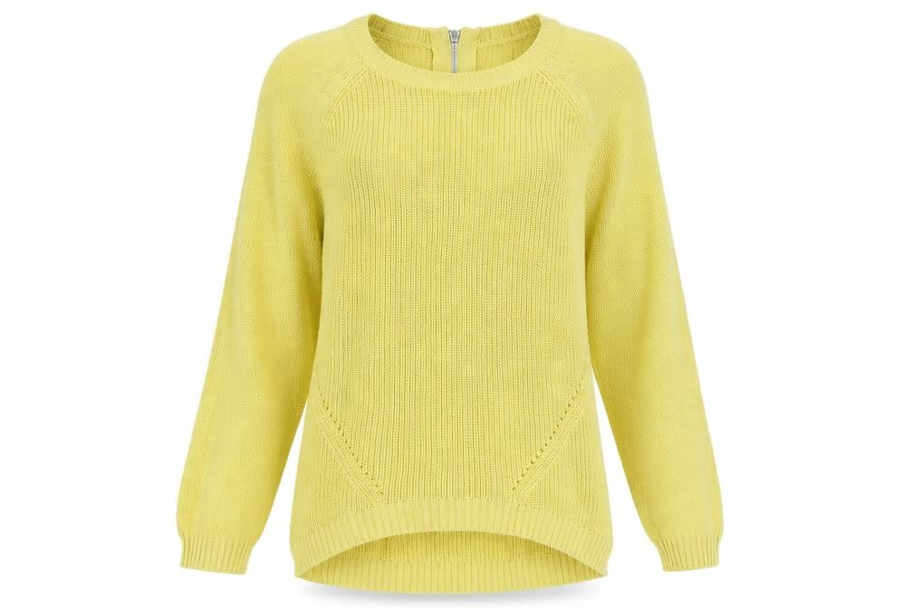 M&Co Womens Yellow Round Neck Acrylic Pullover Jumper Size 14