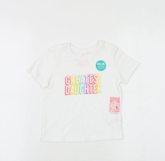 Mini Me Baby White 100% Cotton Pullover T-Shirt Size 12-18 Months Round Neck Pullover - Greatest Daughter
