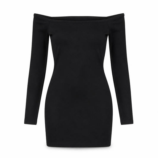 PRETTYLITTLETHING Womens Black Polyester Bodycon Size 4 Off the Shoulder Pullover - Bardot