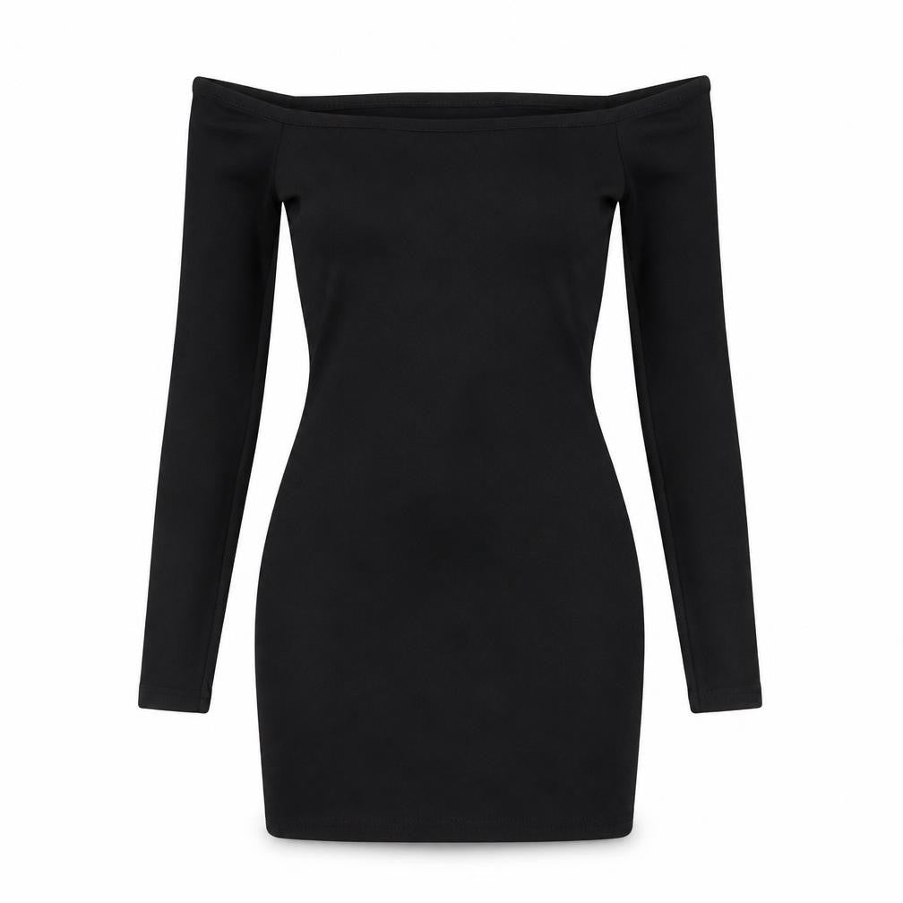 PRETTYLITTLETHING Womens Black Polyester Bodycon Size 4 Off the Shoulder Pullover - Bardot