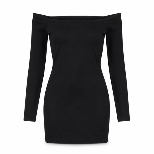 PRETTYLITTLETHING Womens Black Polyester Bodycon Size 4 Off the Shoulder Pullover - Bardot