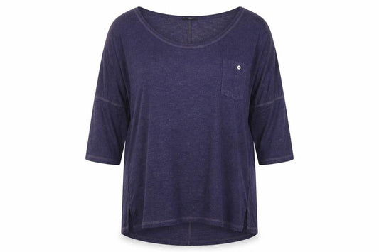 F&F Womens Blue Viscose Basic Blouse Size 10 Boat Neck