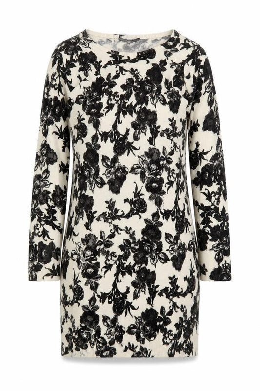 Peacocks Womens Beige Fair Isle Acrylic Jumper Dress Size 12 Boat Neck Pullover