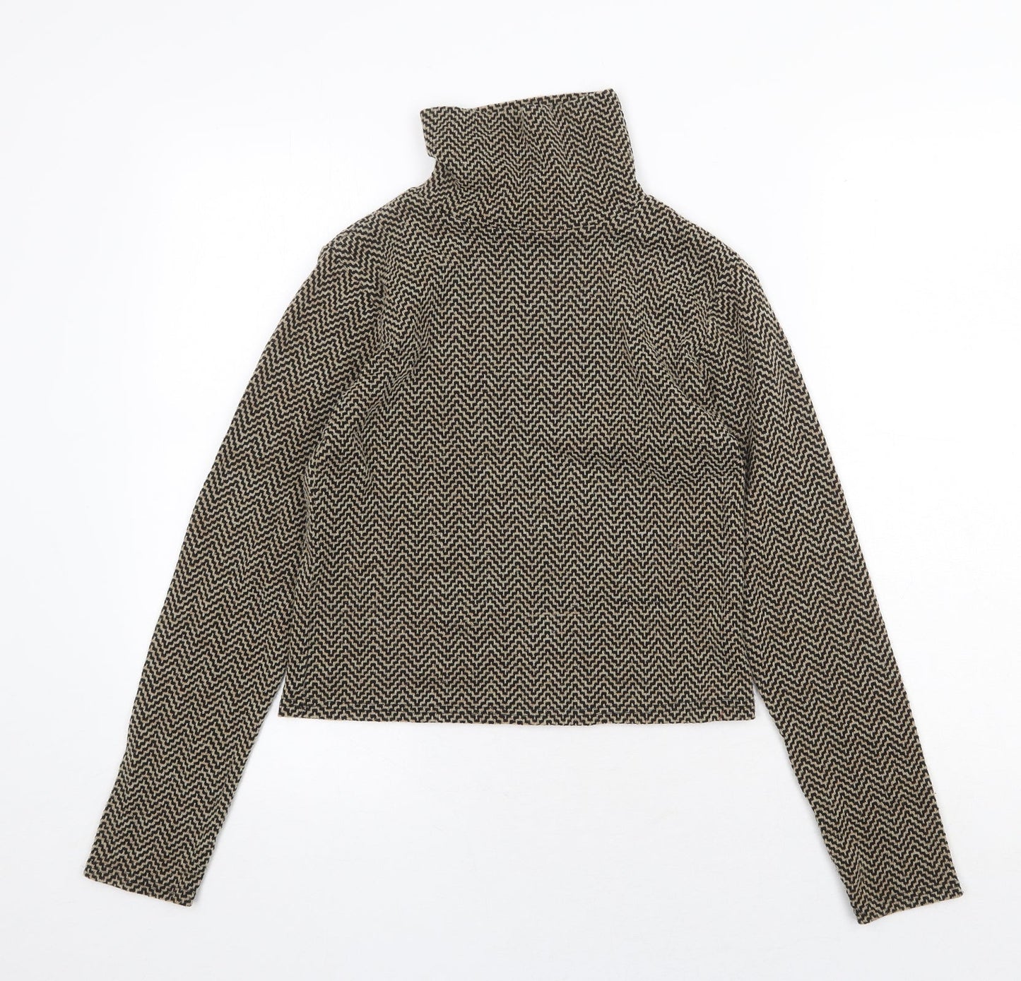 Cooperative Womens Gold Roll Neck Geometric Polyester Pullover Jumper Size XS