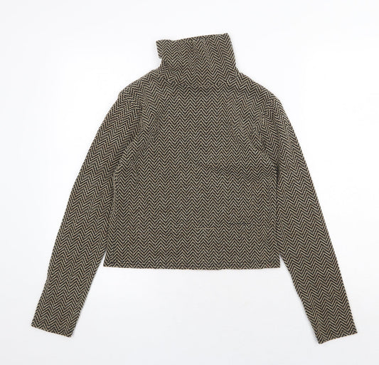 Cooperative Womens Gold Roll Neck Geometric Polyester Pullover Jumper Size XS