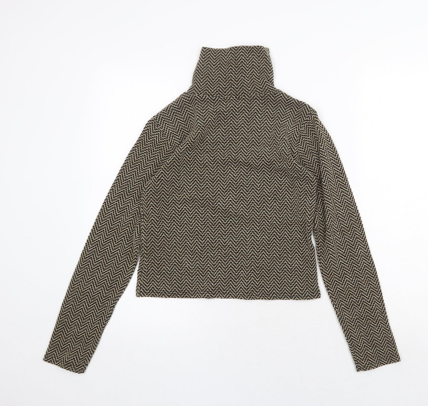 Cooperative Womens Gold Roll Neck Geometric Polyester Pullover Jumper Size XS