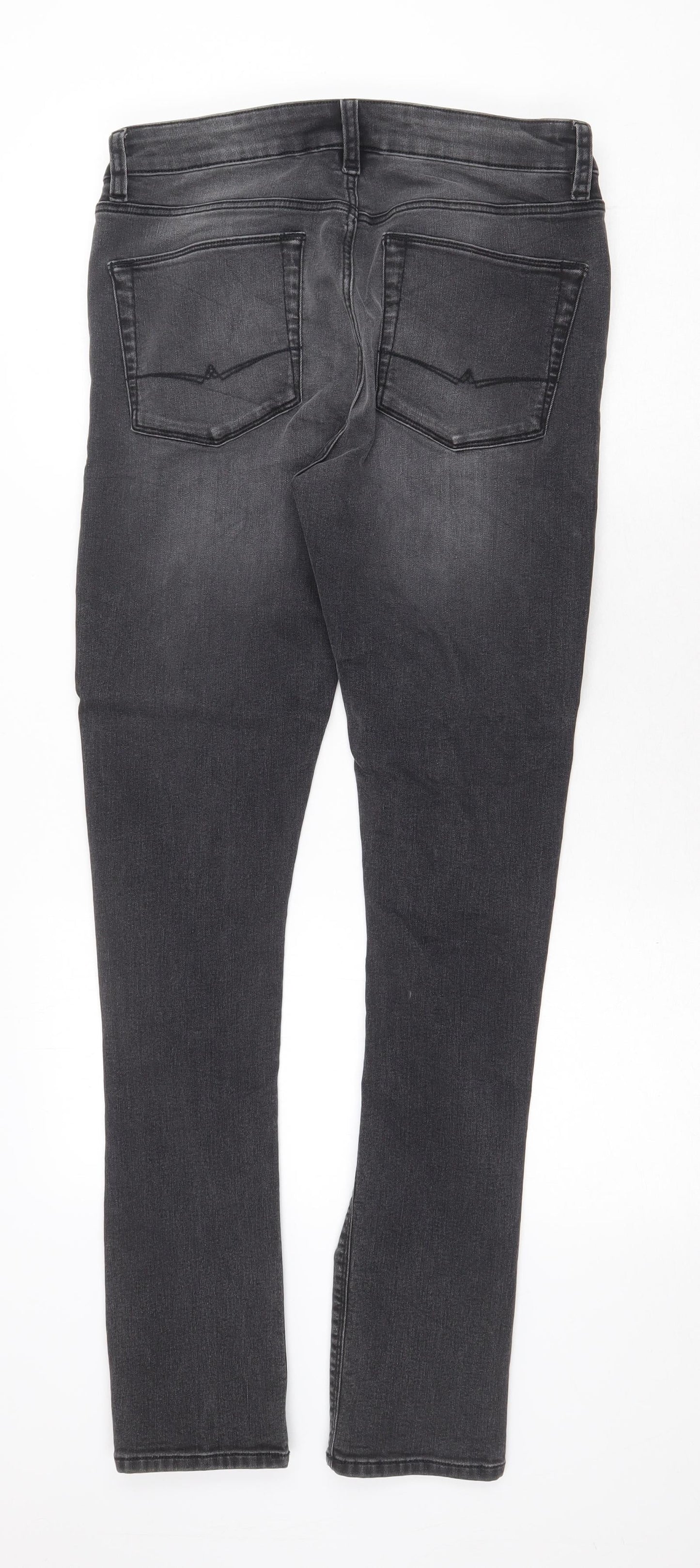 Preworn Womens Grey Cotton Skinny Jeans Size 32 in Regular Zip