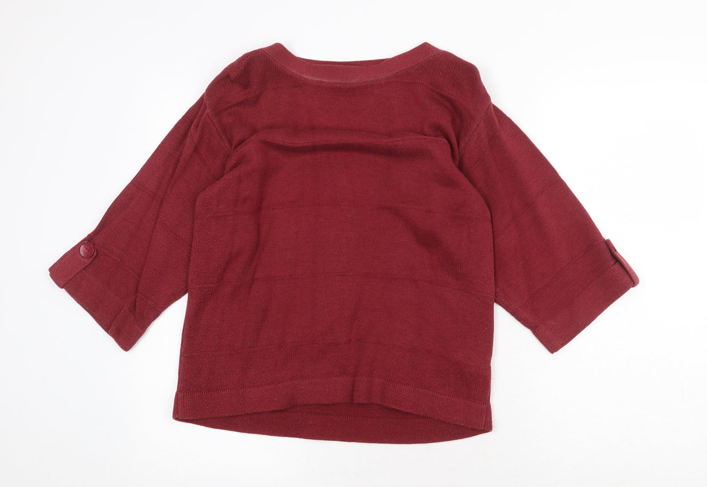 Debenhams Womens Red Round Neck Acrylic Pullover Jumper Size 14