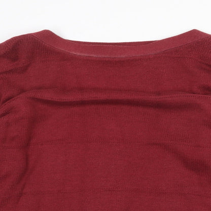 Debenhams Womens Red Round Neck Acrylic Pullover Jumper Size 14