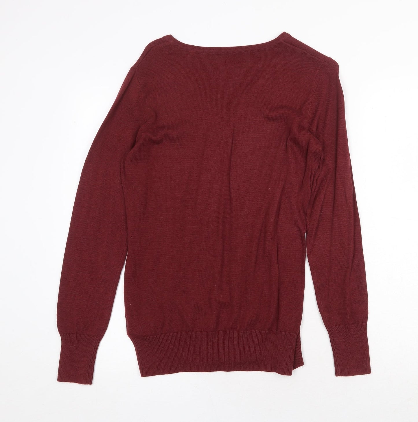 ESMARA Womens Red V-Neck Cotton Pullover Jumper Size S - Size 10-12