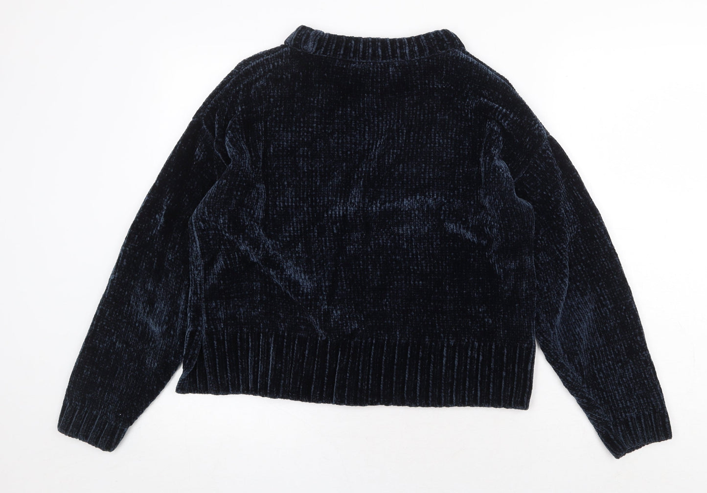 Marks and Spencer Womens Blue Round Neck Polyester Pullover Jumper Size M