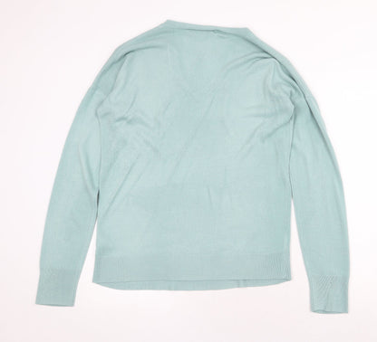 Next Womens Green V-Neck Acrylic Pullover Jumper Size 12