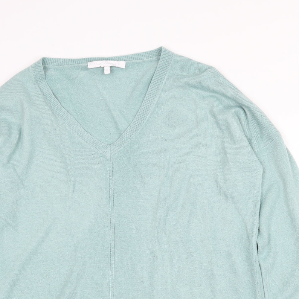 NEXT Womens Green V-Neck Acrylic Pullover Jumper Size 12