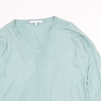 Next Womens Green V-Neck Acrylic Pullover Jumper Size 12