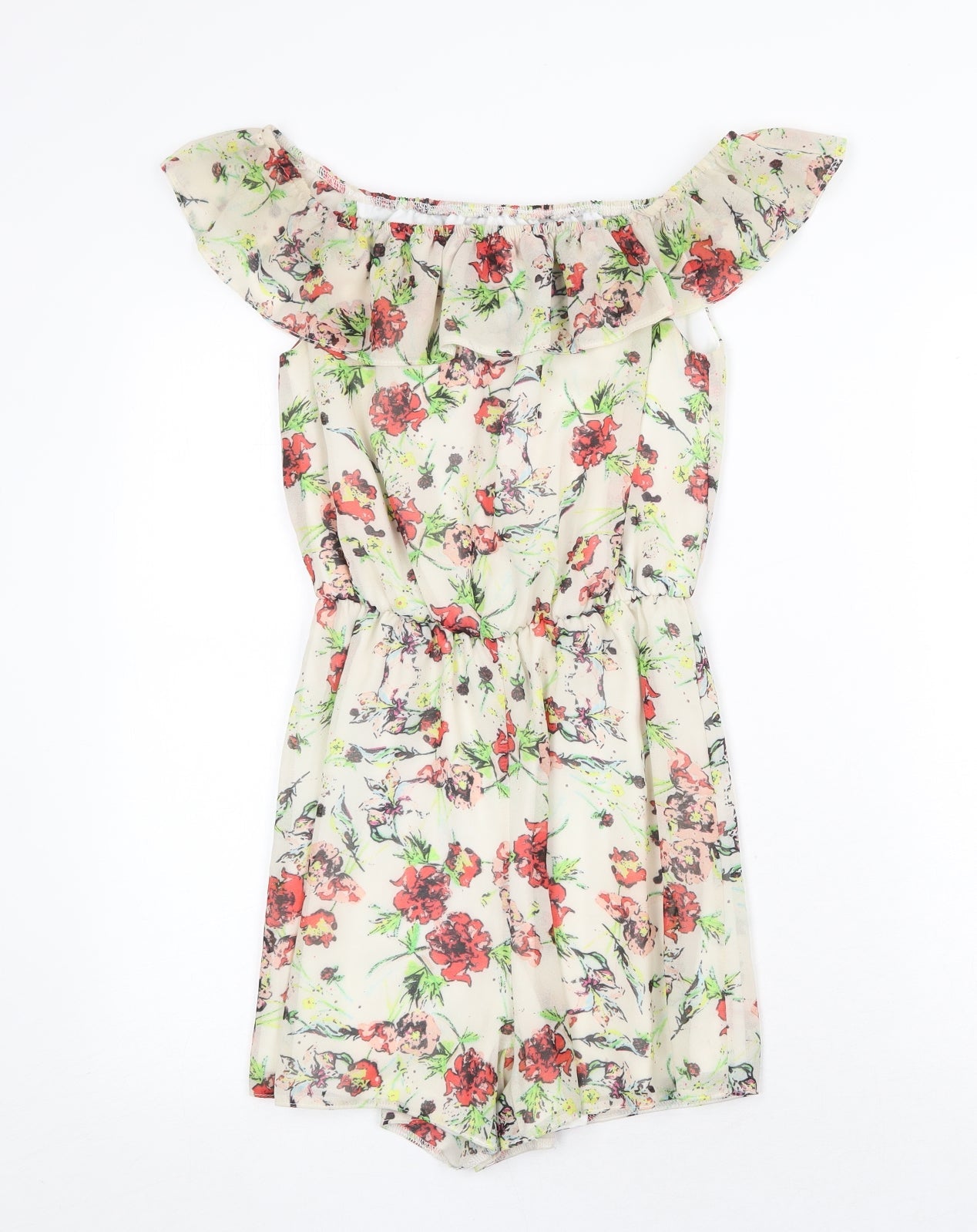 Oh My Love Womens Grey Floral Polyester Playsuit One-Piece Size S Pullover - Bardot