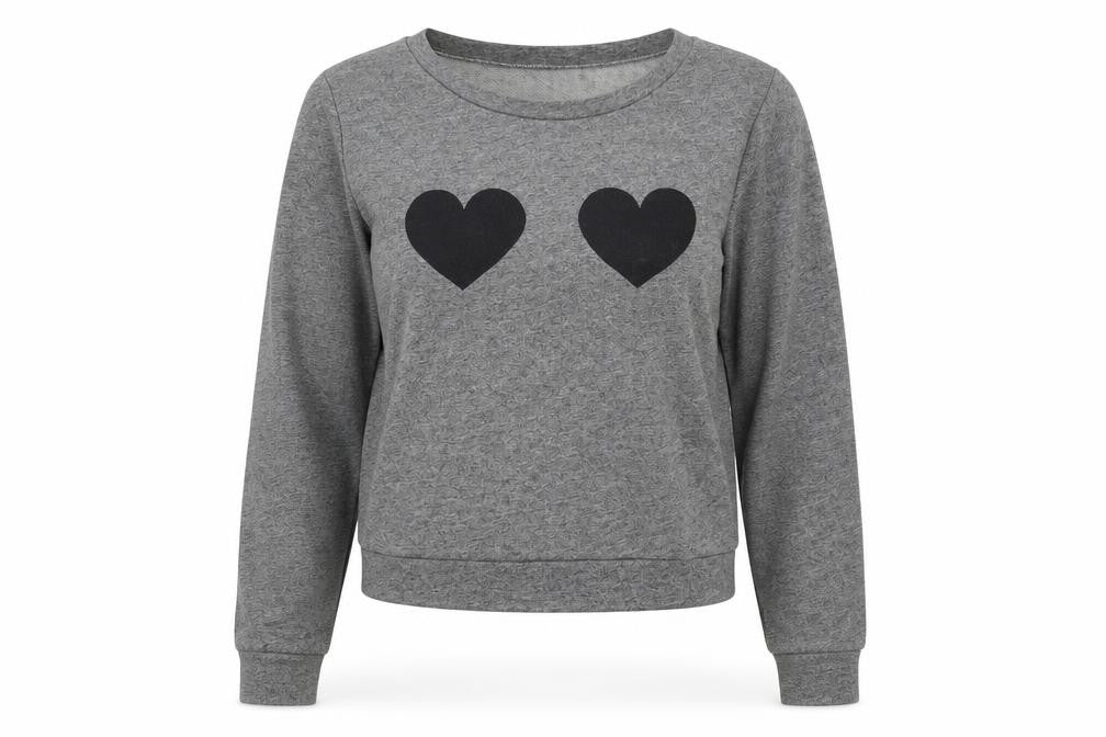 H&M Womens Grey Cotton Pullover Sweatshirt Size M Pullover - Heart Detail