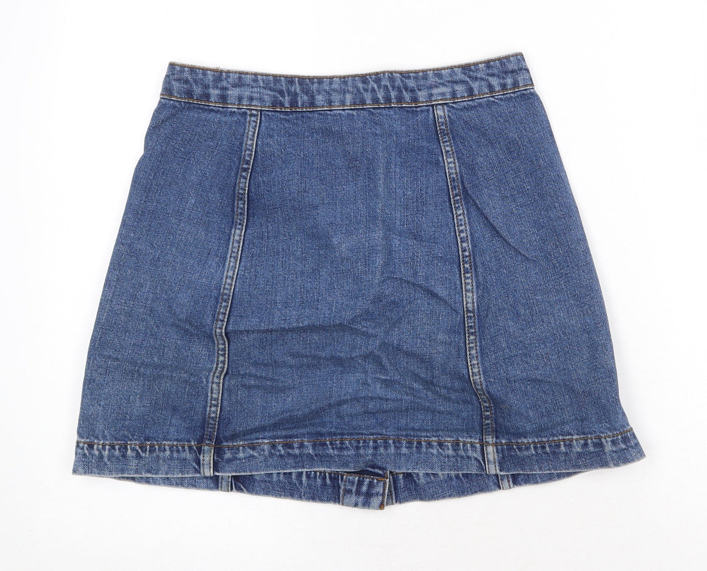 Topshop Womens Blue Cotton Mini Skirt Size 26 in Button