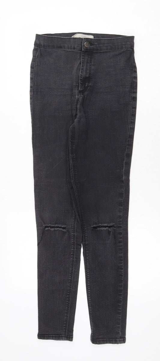 Topshop Womens Grey Cotton Skinny Jeans Size 28 in Regular Zip