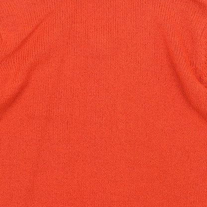 Essentials Womens Orange V-Neck Acrylic Pullover Jumper Size 14 - Size 14-16