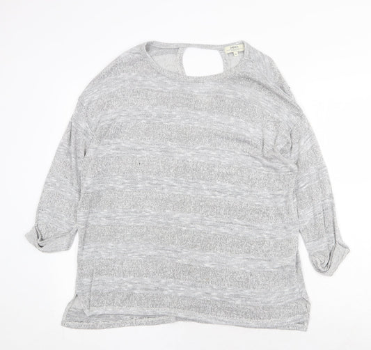 Papaya Womens Grey Round Neck Viscose Pullover Jumper Size L
