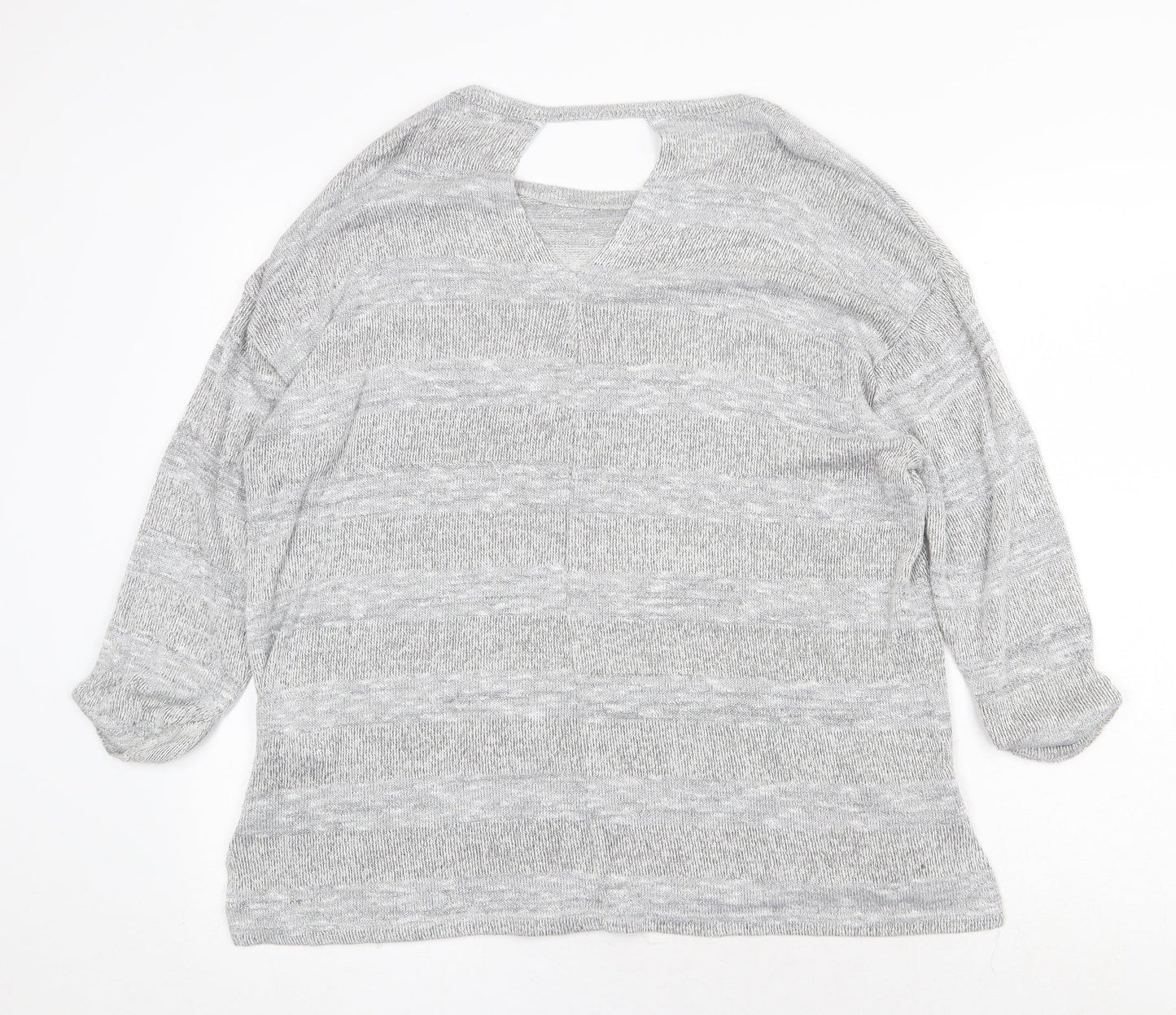 Papaya Womens Grey Round Neck Viscose Pullover Jumper Size L