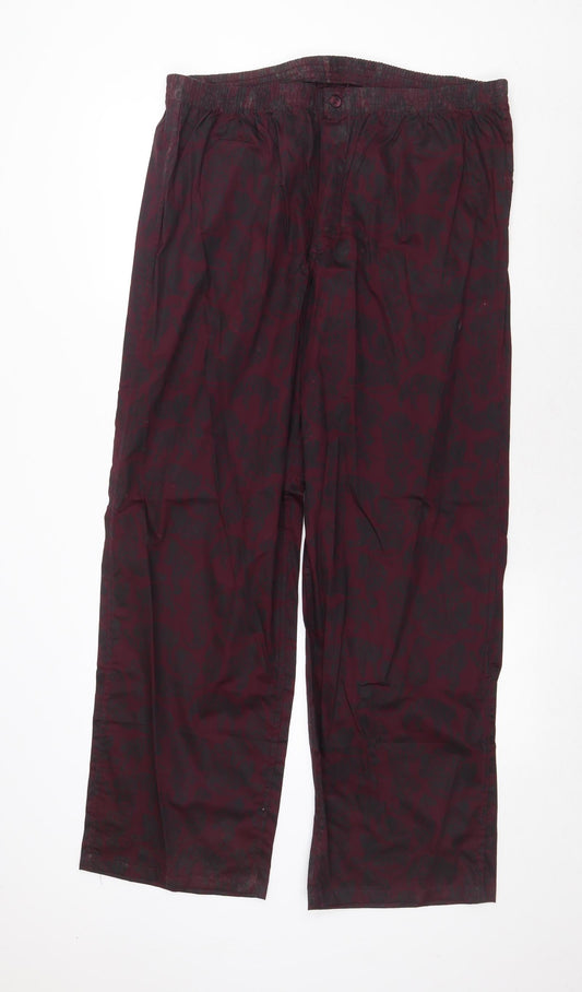 John Lewis Womens Purple Geometric Cotton Trousers Size XL Regular