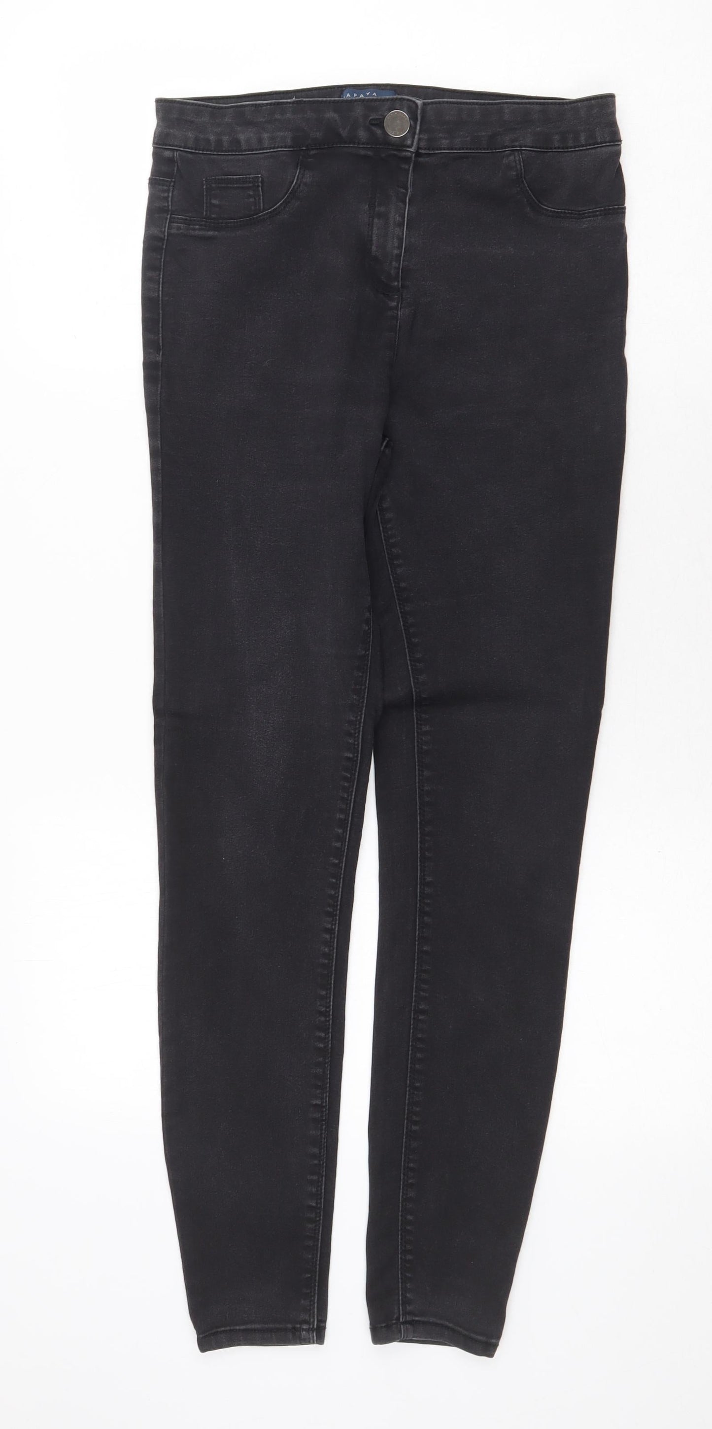 Papaya Womens Grey Cotton Skinny Jeans Size 12 Regular Zip