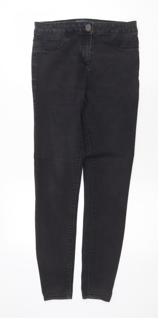 Papaya Womens Grey Cotton Skinny Jeans Size 12 Regular Zip