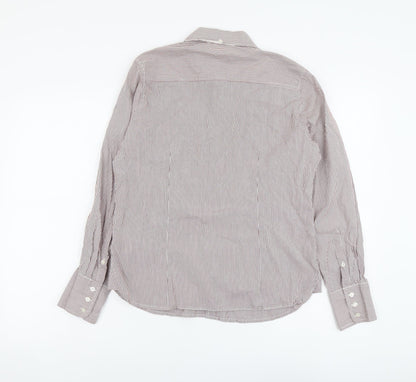 Christian Berg Womens Pink Striped Cotton Basic Button-Up Size 14 Collared