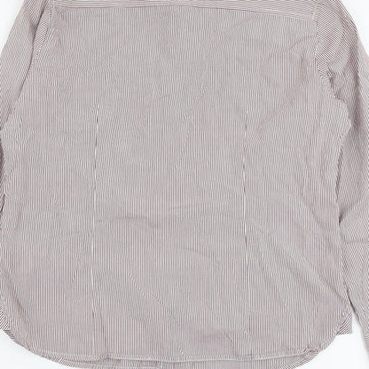 Christian Berg Womens Pink Striped Cotton Basic Button-Up Size 14 Collared
