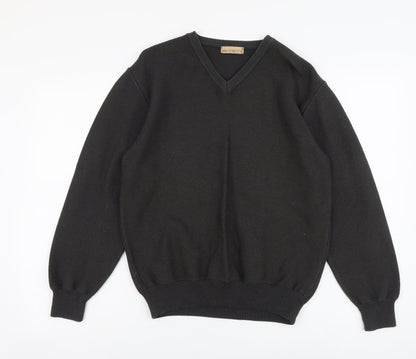 Marks & Spencer Mens Grey V-Neck Cotton Pullover Jumper Size S Long Sleeve