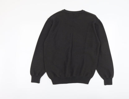 Marks & Spencer Mens Grey V-Neck Cotton Pullover Jumper Size S Long Sleeve