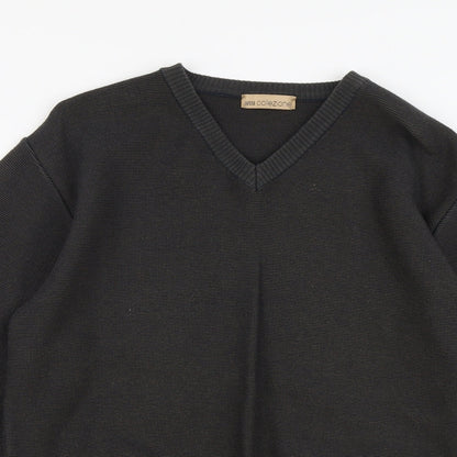 Marks & Spencer Mens Grey V-Neck Cotton Pullover Jumper Size S Long Sleeve