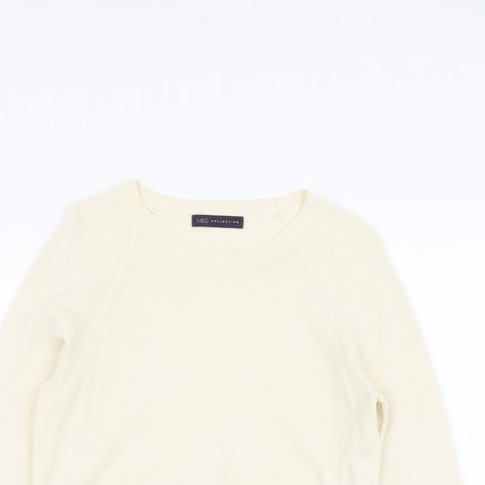 Marks and Spencer Womens Ivory Round Neck Acrylic Pullover Jumper Size 8