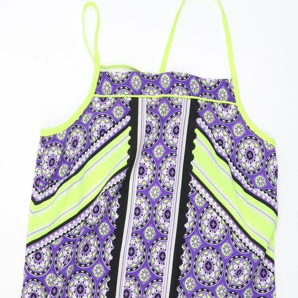 Red Herring Womens Multicoloured Geometric Polyester Basic Tank Size 8 Square Neck