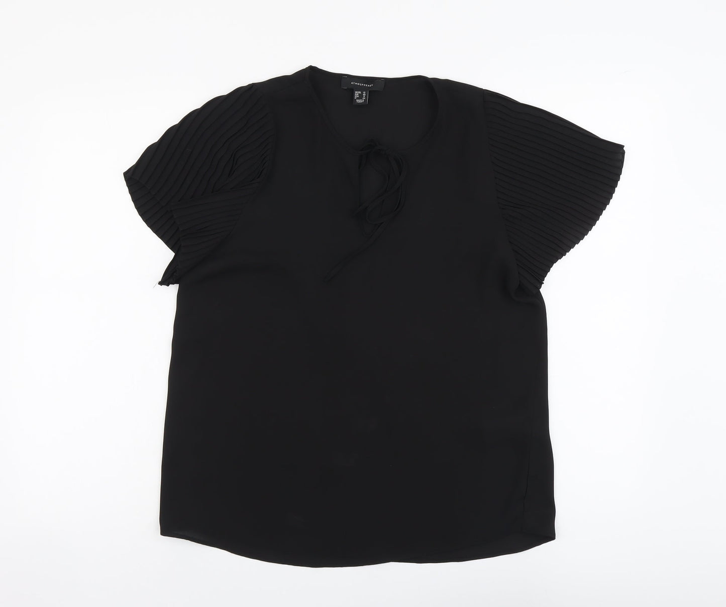 Atmosphere Womens Black Polyester Basic Blouse Size 12 V-Neck