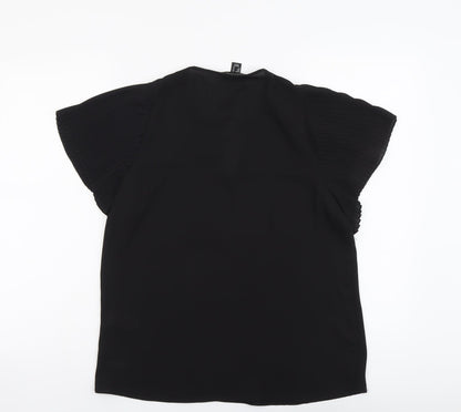 Atmosphere Womens Black Polyester Basic Blouse Size 12 V-Neck