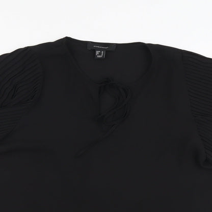 Atmosphere Womens Black Polyester Basic Blouse Size 12 V-Neck