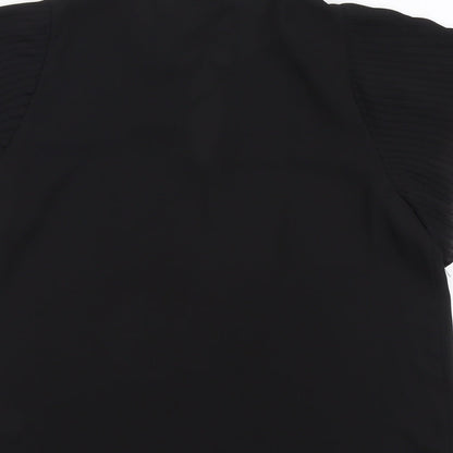 Atmosphere Womens Black Polyester Basic Blouse Size 12 V-Neck