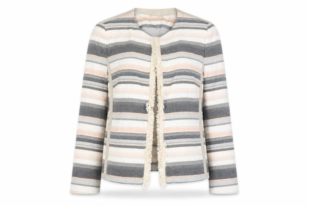 Bianca Womens Multicoloured Striped Jacket Blazer Size 12 Hook & Eye