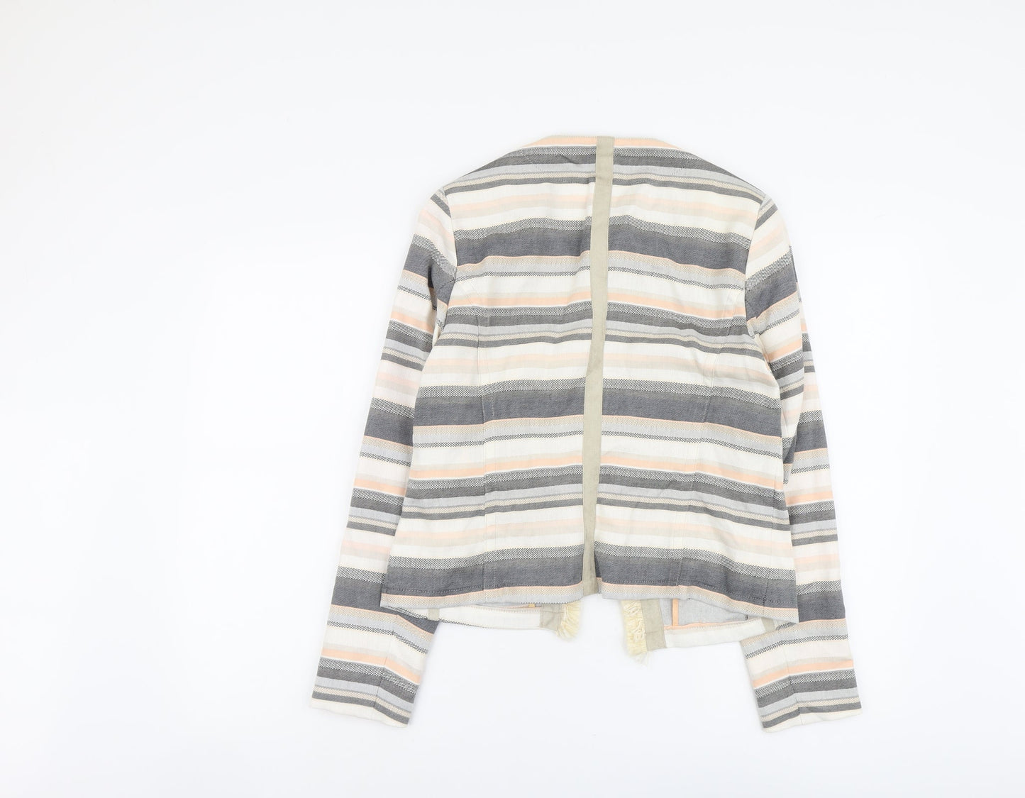 Bianca Womens Multicoloured Striped Jacket Blazer Size 12 Hook & Eye